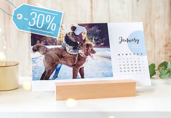 30% korting op alle kalenders en agenda's van smartphoto voor 2022